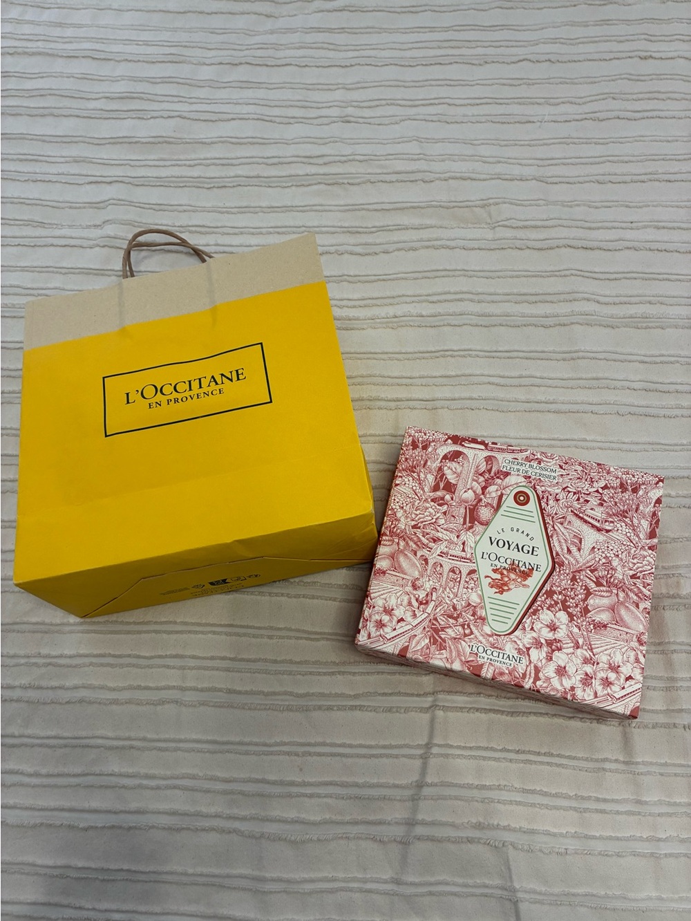 L'Occitane cherry blossom Gift Box & Signature Yellow Bag - Pink/Yellow